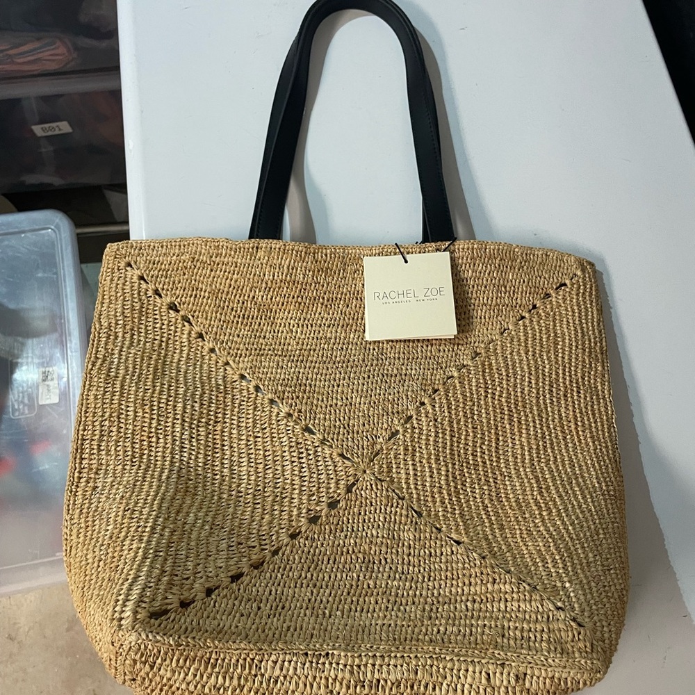 Rachel Zoe Tan Woven Tote Bag with leather straps
Foldable- puzzle bag lookalike - Picture 2 of 8